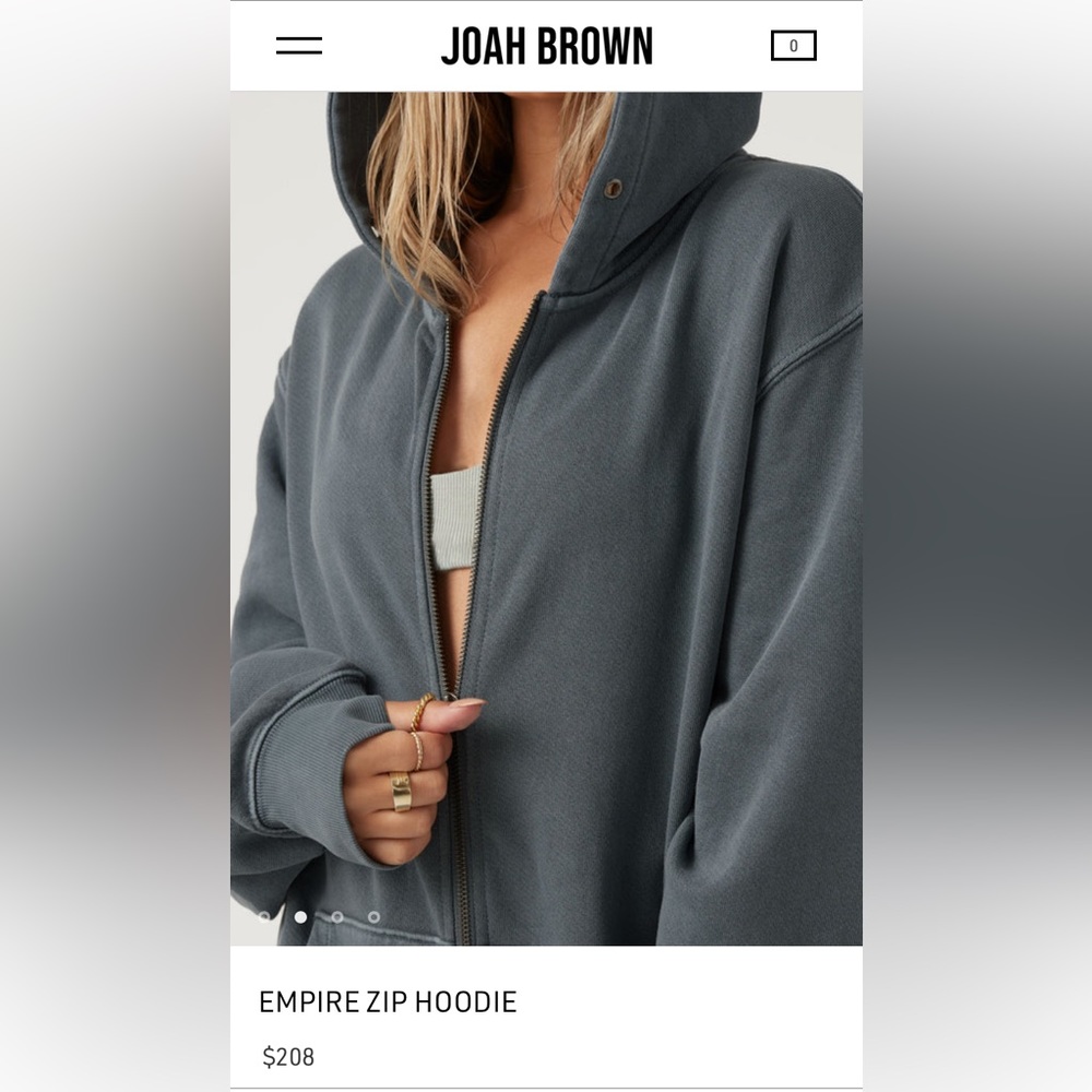 NWT🏷️✨- JOAH BROWN EMPIRE ZIP HOODIE- ONE SIZE- EVERGREEN FRENCH TERRY